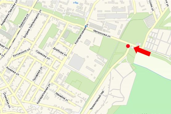 Схема рекламной плоскости по адресу Масарика ул. (бывш. Матросова ул.), возле супермаркета "Барва"