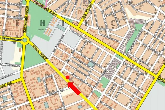 Схема рекламної площини за адресою Мира пр. / Южная ул., коледж экономики и права, в сторону Победы пл., ж/д вокзала, из центра