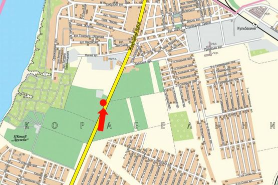 Схема рекламной плоскости по адресу Богоявленский пр. (бывш. Октябрьский пр.), напротив супермаркетов "Таврия В", "Эпицентр", в центр