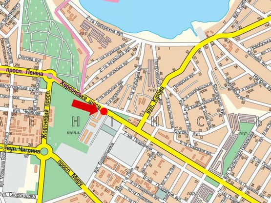 Схема рекламной плоскости по адресу Херсонское шоссе, 1, возле троллейбусного депо, из центра