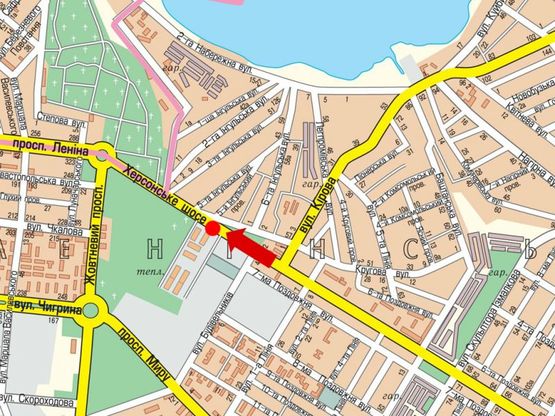 Схема рекламной плоскости по адресу Херсонское шоссе, 1, возле троллейбусного депо, в центр