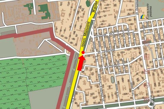Схема рекламної площини за адресою Небесной Сотни пр. (бывш. Маршала Жукова пр.) / ул. Левитана, возле АЗС "Веста", супермаркета "Копейка", в центр