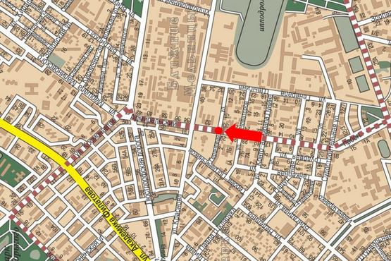 Схема рекламної площини за адресою Адмиральский пр. / Гераневая ул., разделитель,  возле кинотеатра "Вымпел", в сторону Люстдорфской дороги