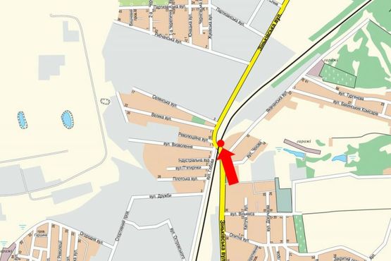 Схема рекламной плоскости по адресу Зиньковская ул. / Глебова ул., возле ж/д переезда