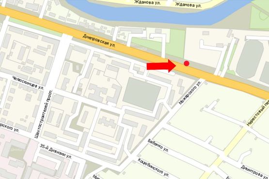 Схема рекламної площини за адресою Днепровская ул., возле АЗС "ТНК"