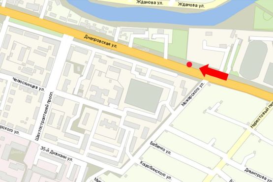 Схема рекламной плоскости по адресу Днепровская ул., возле АЗС "ТНК"