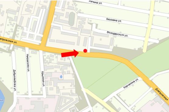 Схема рекламной плоскости по адресу Днепровская ул., 135, переезд через реку Гнездка