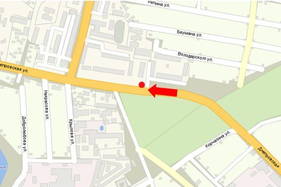 Схема рекламной плоскости по адресу Днепровская ул., 135, переезд через реку Гнездка