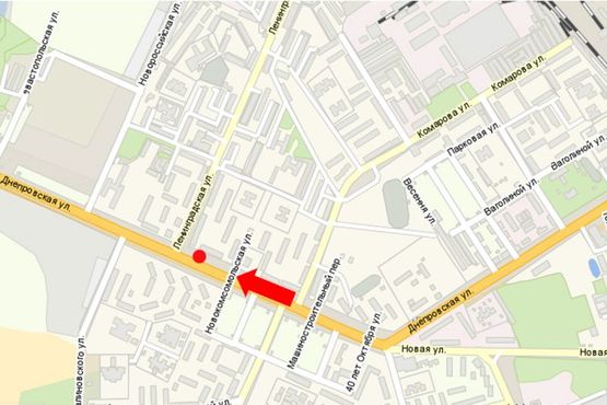 Схема рекламной плоскости по адресу Днепровская ул., 547 / Западнодонбасская ул. (бывш. Ленинградская ул.), возле супермаркета "АТБ"