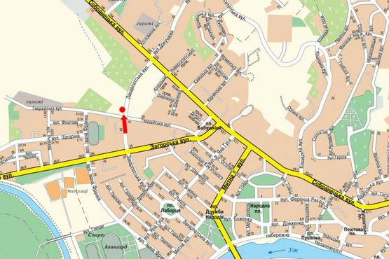 Схема рекламной плоскости по адресу Закарпатская ул. / ул. Гвардейская, возле супермаркета "Дастор"