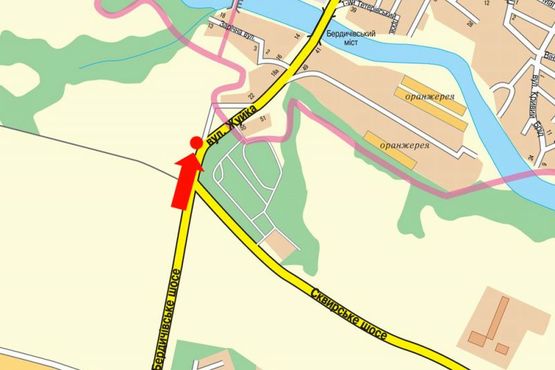 Схема рекламной плоскости по адресу Жуйко ул., 42, возле АЗС "АНП", на светофоре, в центр