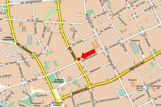 Схема рекламной плоскости по адресу Покровская ул. (бывш. ул. Щорса) ул. / Грушевского ул. (бывш. ул. Котовского)