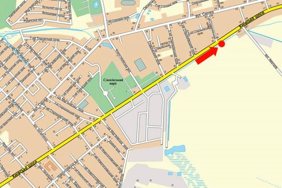 Схема рекламной плоскости по адресу Киевское шоссе, поворот на Аэропорт, выезд в сторону Киева