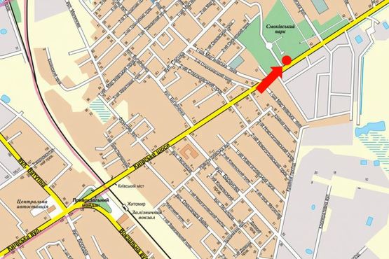 Схема рекламної площини за адресою Киевское шоссе, возле Смоковского парка, выезд в сторону Киева