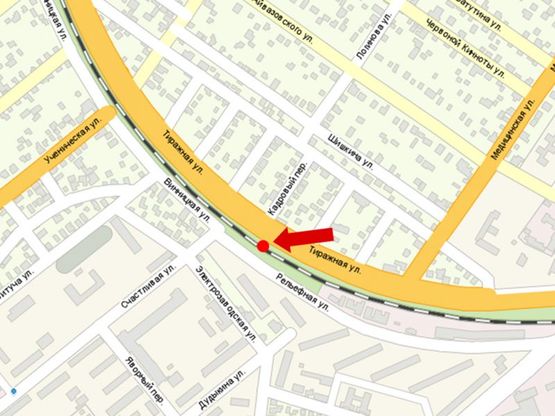 Схема рекламной плоскости по адресу Тиражная ул., 20, напротив, из центра