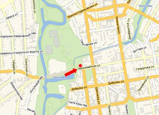 Схема рекламної площини за адресою Первомайская ул. / ул. 6-го Декабря