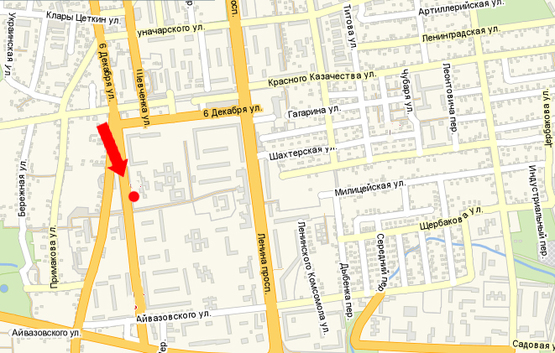 Схема рекламної площини за адресою 6-го Декабря ул., 135, возле супермаркета "АТБ"