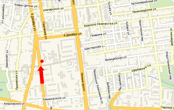 Схема рекламної площини за адресою 6-го Декабря ул., 135, возле супермаркета "АТБ"