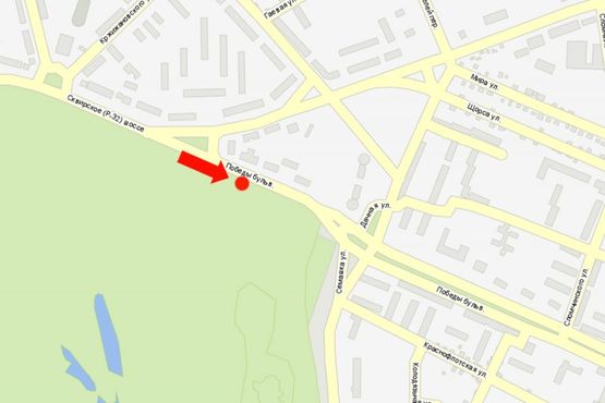 Схема рекламной плоскости по адресу Александрийский бул. (бывш. 50-летия Победы бул.), 144, возле входа в дендропарк "Александрия"