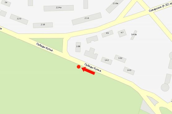 Схема рекламной плоскости по адресу Александрийский бул. (бывш. 50-летия Победы бул.), возле дендропарка "Александрия"