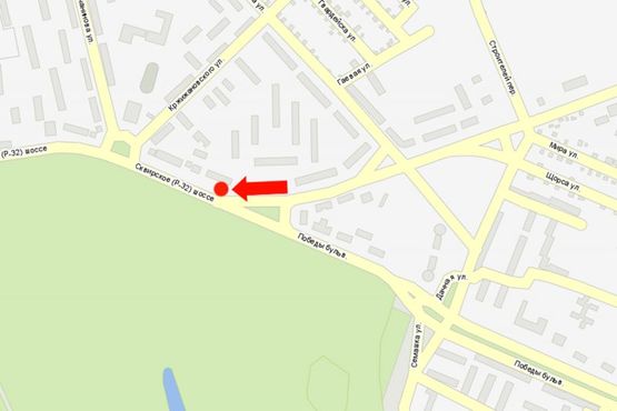 Схема рекламной плоскости по адресу Александрийский бул. (бывш. 50-летия Победы бул.), 104, возле дендропарка "Александрия"