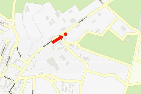 Схема рекламної площини за адресою Киевская ул. - ул. Глиняная, разделитель, выезд в сторону Киева