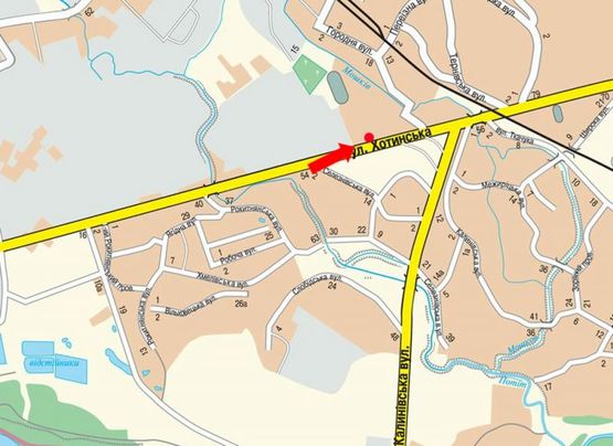 Схема рекламної площини за адресою Хотинская ул., 47, возле ресторана "Versal", в центр