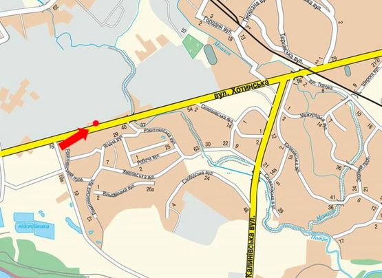 Схема рекламной плоскости по адресу Хотинская ул., 41, возле АЗС "ОККО", в сторону ТРЦ "Бояновка", супермаркетов "Караван", "Comfy