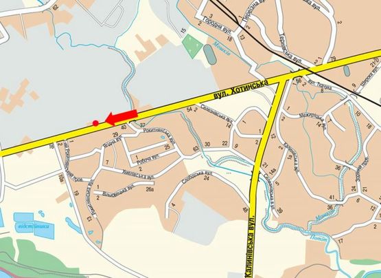 Схема рекламной плоскости по адресу Хотинская ул., 41, возле АЗС "ОККО", в сторону супермаркета "Эпицентр"