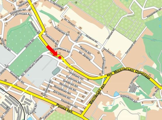 Схема рекламної площини за адресою Измайловская ул., 1 / Ромашковая ул., возле рынка "Калиновский"