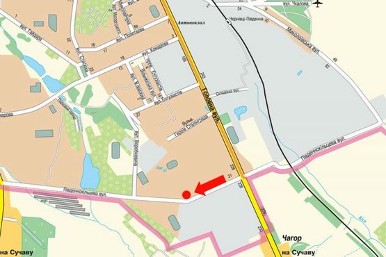 Схема рекламной плоскости по адресу Южнокольцевая ул., 23 / Героев Крут бул., возле рынка, в сторону Воробкевича ул.