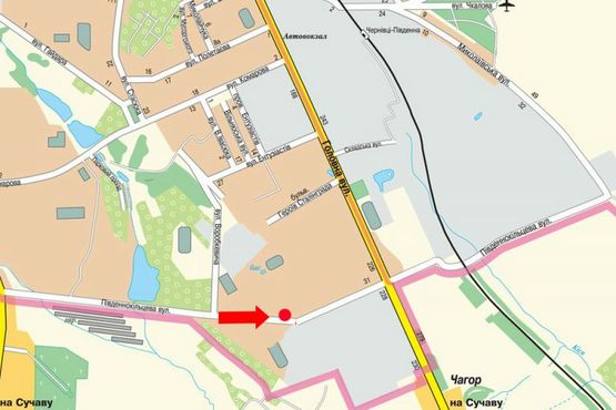 Схема рекламной плоскости по адресу Южнокольцевая ул., 23/25, возле рынка, в сторону Главной ул.