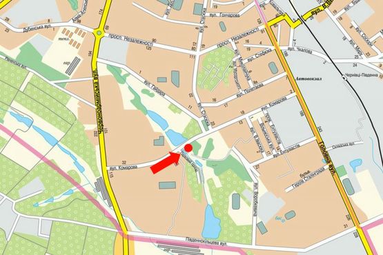 Схема рекламной плоскости по адресу Комарова ул. / Парковый проезд, в сторону Главной ул.