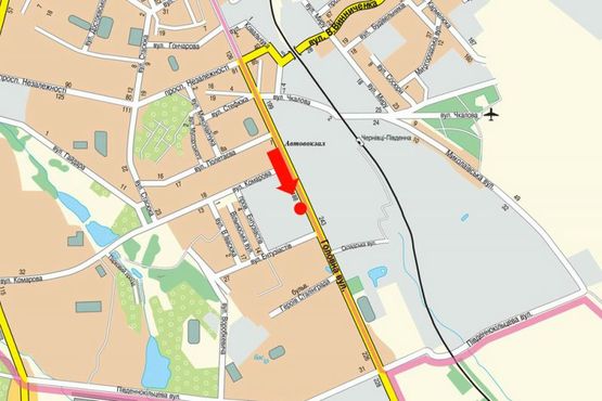 Схема рекламной плоскости по адресу Главная ул., 190, возле экспоцентра "Ролем", из центра