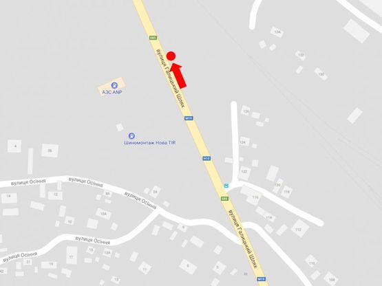 Схема рекламной плоскости по адресу Галицкий шлях ул. / Осенняя ул., напротив АЗС "ANP", из центра