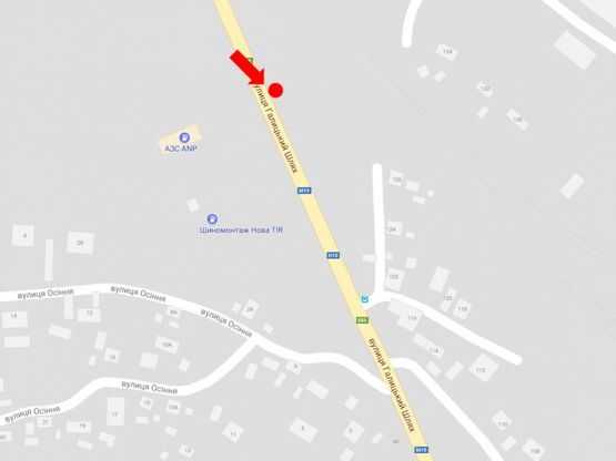 Схема рекламной плоскости по адресу Галицкий шлях ул. / Осенняя ул., напротив АЗС "ANP", в центр