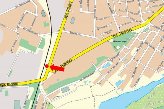 Схема рекламной плоскости по адресу Толстого Л. ул. / ул. Щорса, правый