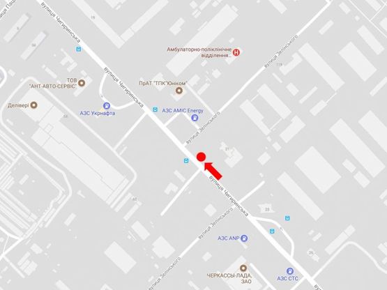 Схема рекламной плоскости по адресу Чигиринская ул. / Зелинского ул., возле остановки "Химреактив", в центр