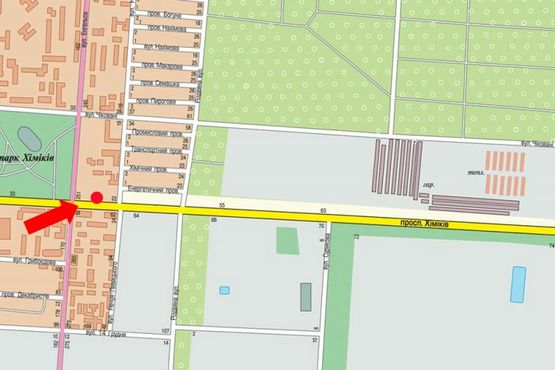 Схема рекламной плоскости по адресу Химиков пр. / Чорновола ул. (бывш. Энгельса ул.), со стороны парка Химиков