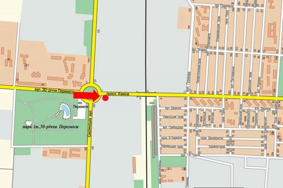 Схема рекламной плоскости по адресу Химиков пр. / Смелянская ул., возле автомагазина, въезд на мост