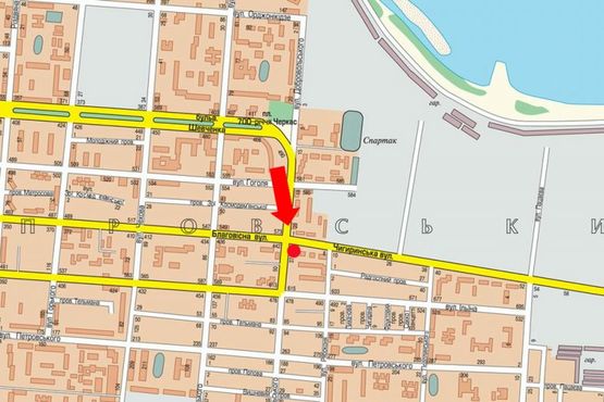 Схема рекламной плоскости по адресу Добровольского ул. / Чигринская ул., в сторону супермаркета "Премьер"