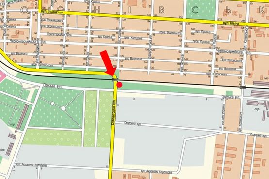 Схема рекламной плоскости по адресу Сумгаитская ул. / Одесская ул., возле АЗС "Amic", в сторону автозавода "Богдан"