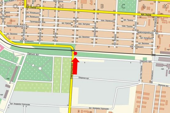 Схема рекламной плоскости по адресу Сумгаитская ул. / Одесская ул., возле АЗС "Amic", со стороны автозавода "Богдан"