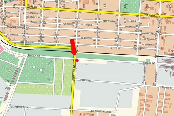 Схема рекламной плоскости по адресу Сумгаитская ул. / Одесская ул., возле АЗС "Amic", в сторону автозавода "Богдан"