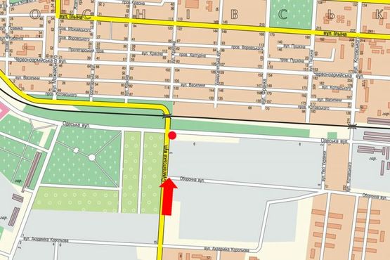 Схема рекламной плоскости по адресу Сумгаитская ул. / Одесская ул., возле АЗС "Amic", со стороны автозавода "Богдан"