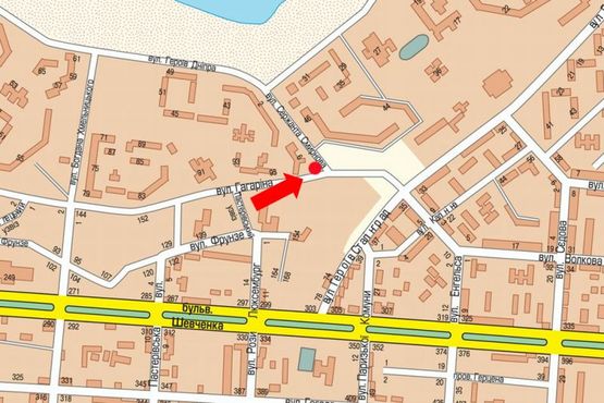 Схема рекламной плоскости по адресу Гагарина ул. / Смирнова ул., возле Ощадбанка