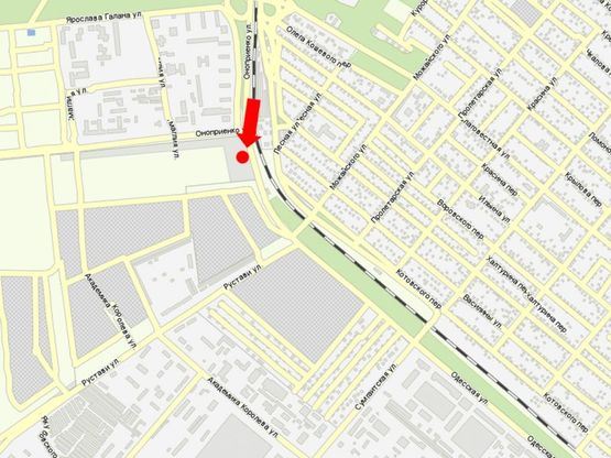 Схема рекламной плоскости по адресу Одесская ул. / Рустави ул., возле супермаркета "АТБ"