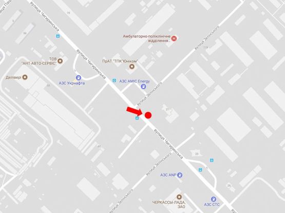 Схема рекламной плоскости по адресу Чигиринская ул. / Зелинского ул., возле остановки "Химреактив", из центра