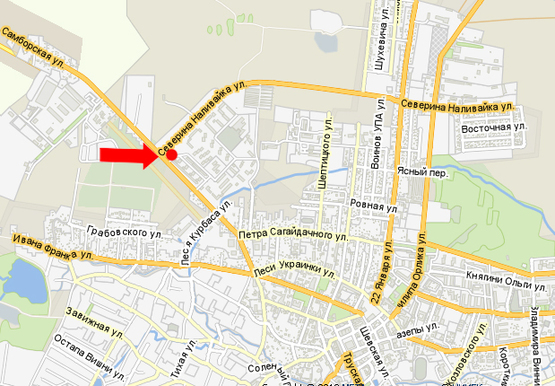 Схема рекламной плоскости по адресу Самбирская ул., возле магазина сантехники