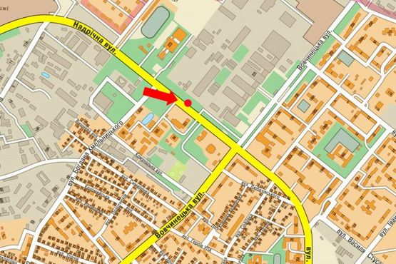 Схема рекламной плоскости по адресу Надречная ул., возле супермаркета "Велес", станция скорой помощи